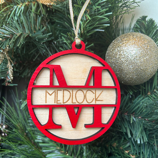 Family Last Name and Initial Ornaments